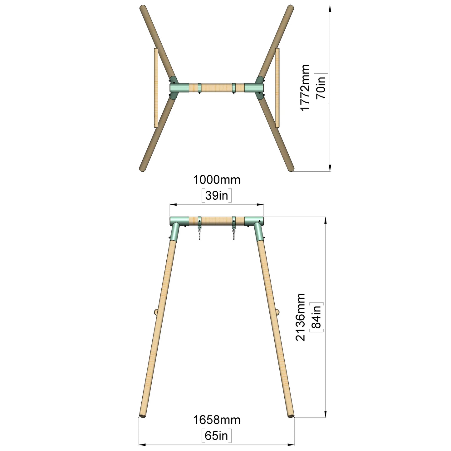 Single Wooden Baby Swing - Evergreen II
