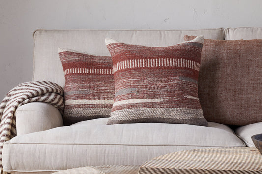Nkuku Aakash Wool Cushion Cover Rust
