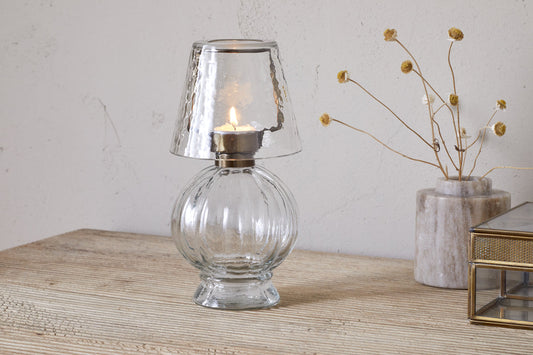 Nkuku Adesola Glass Tealight Holder Lamp Clear