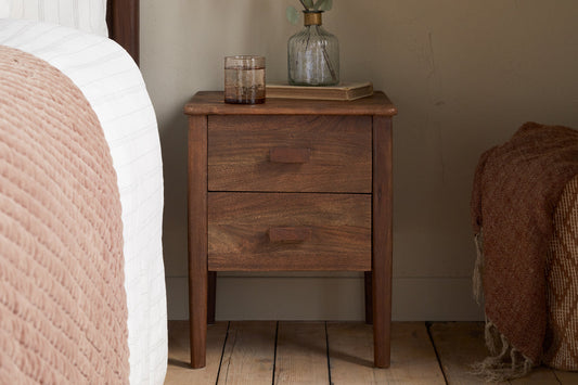 Nkuku Anbu Acacia Bedside Table Washed Walnut