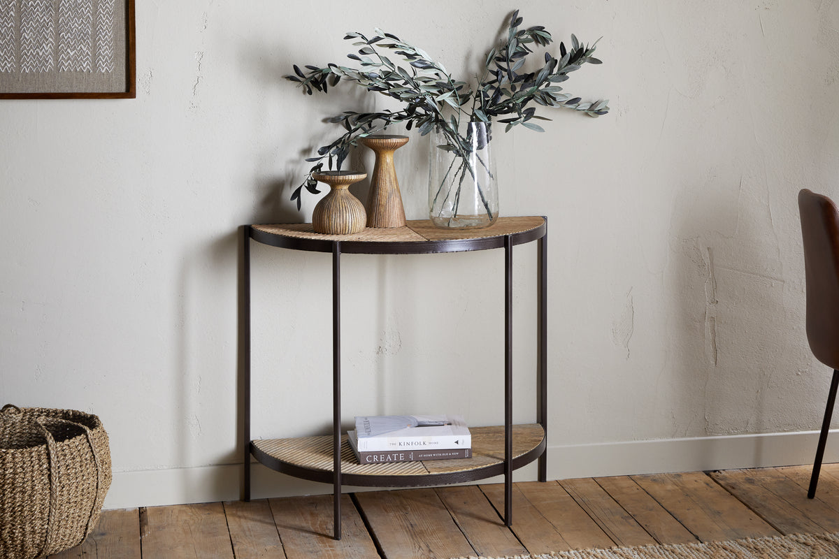 Nkuku Aasha Mango Wood Half Moon Console Table Natural