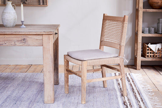 Nkuku Aamani Mango Wood & Cord Dining Chair Natural