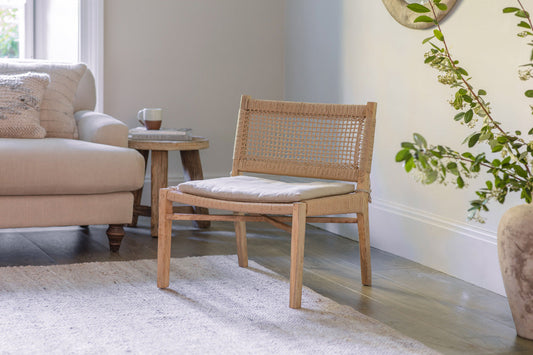 Nkuku Aamani Mango Wood & Cord Occasional Chair Natural