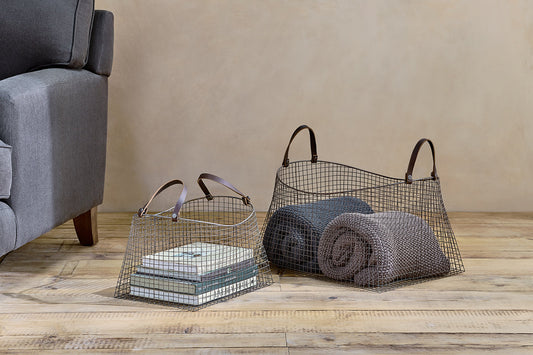 Nkuku Adah Iron Baskets Brown (Set Of 2)