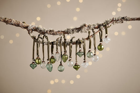 Nkuku Adisa Bauble Jar Mixed Green & Clear (Set Of 16)