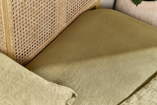 Nkuku Adya Linen Fitted Sheet Olive