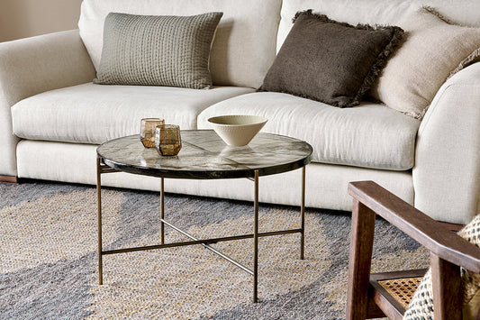 Nkuku Aluva Glass Coffee Table Clear & Antique Brass