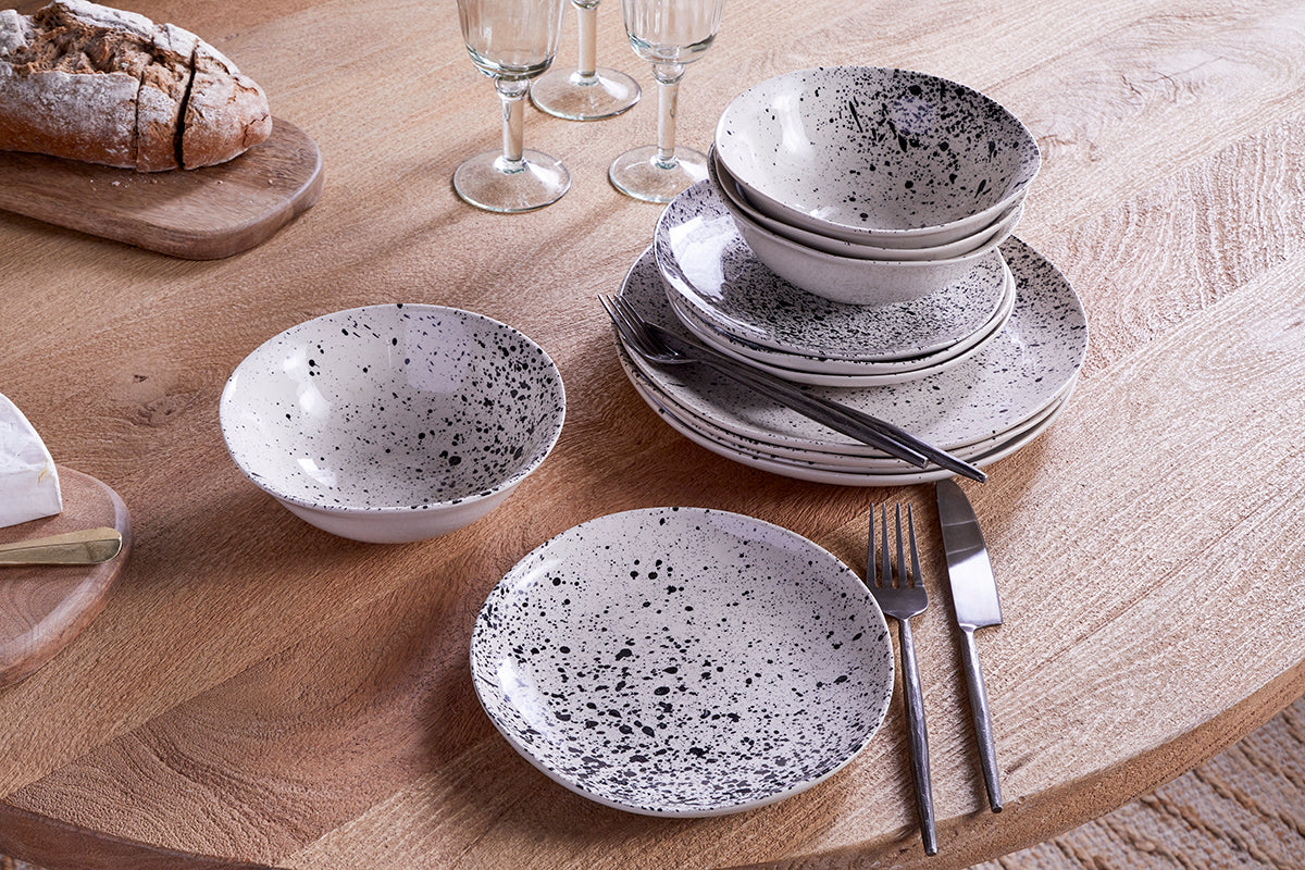 Nkuku Ama Splatter Dinnerware Set (Set Of 12)