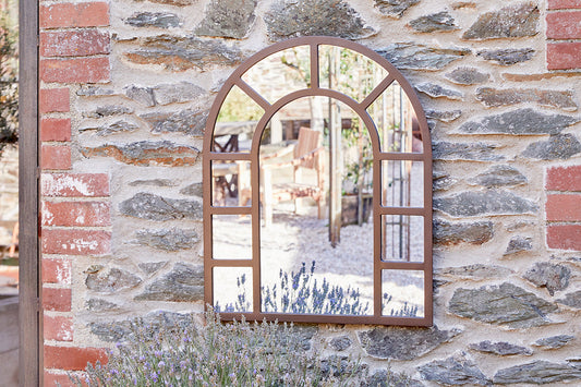 Nkuku Amaga Arched Outdoor Mirror Antique Black