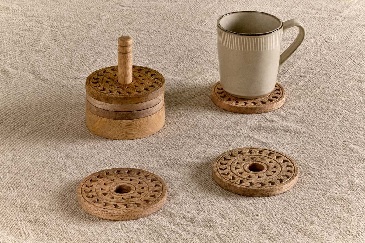 Nkuku Anali Mango Wood Coasters Natural
