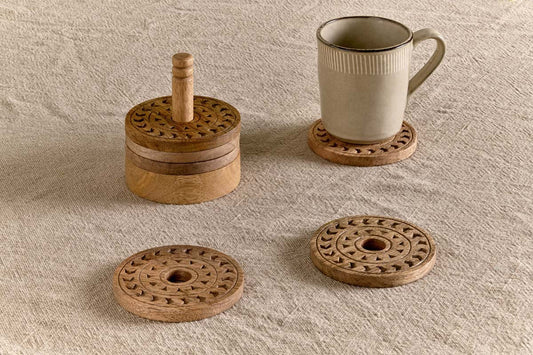 Nkuku Anali Mango Wood Coasters Natural