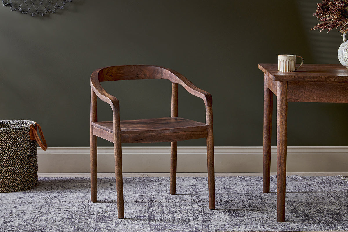 Nkuku Anbu Acacia Dining Chair Washed Walnut