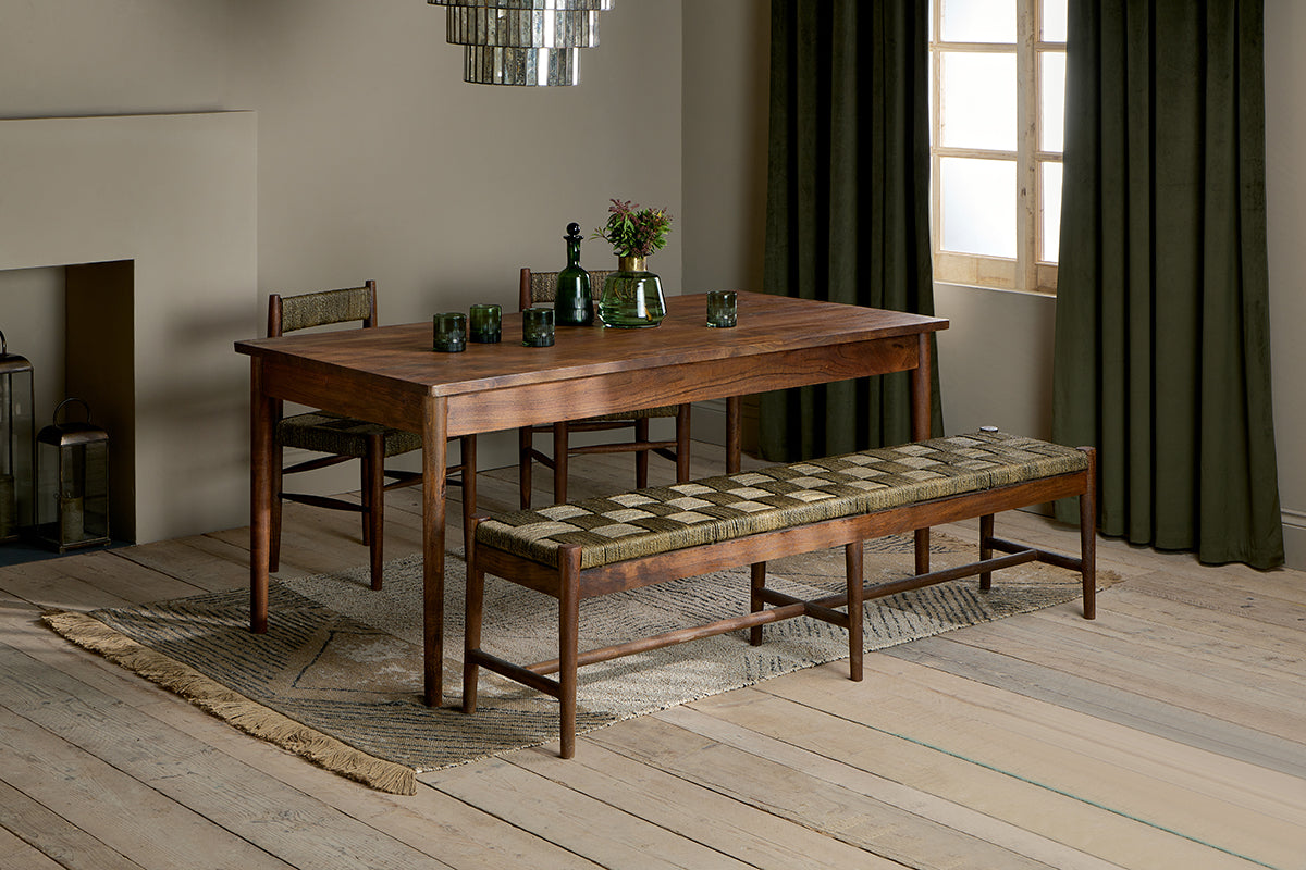 Nkuku Anbu Acacia Dining Table Washed Walnut