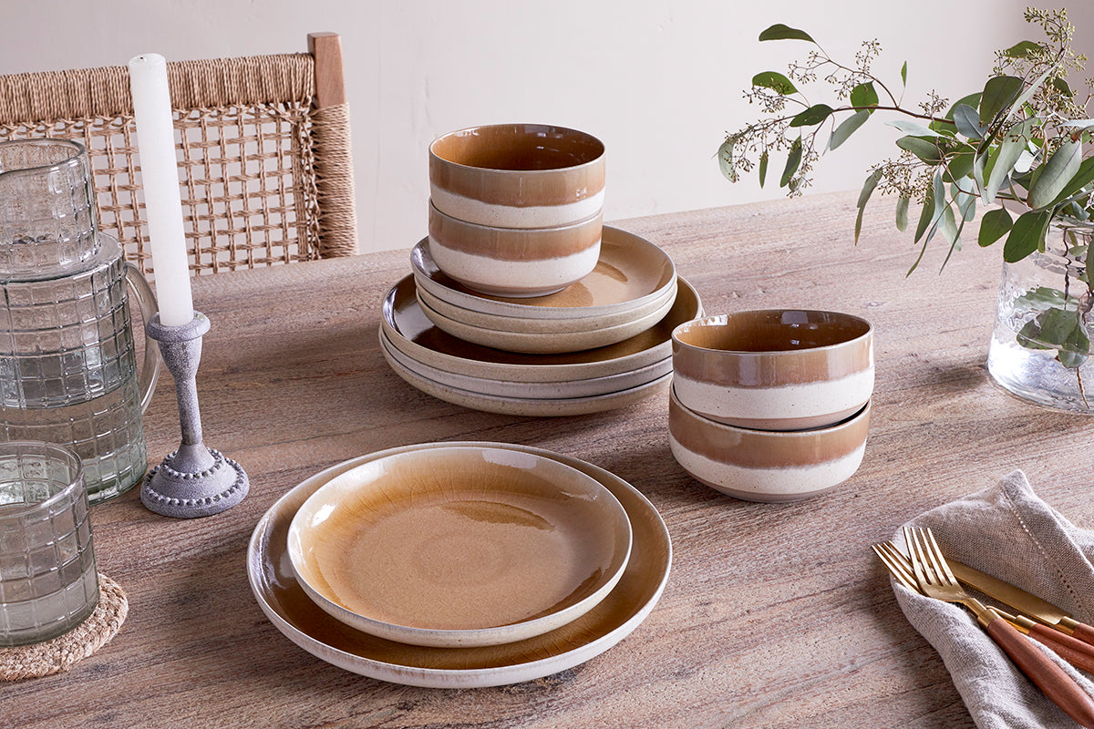 Nkuku Arici Dinnerware Set Sand (Set Of 12)
