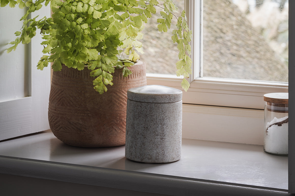 Nkuku Asana Marble Storage Jar Grey