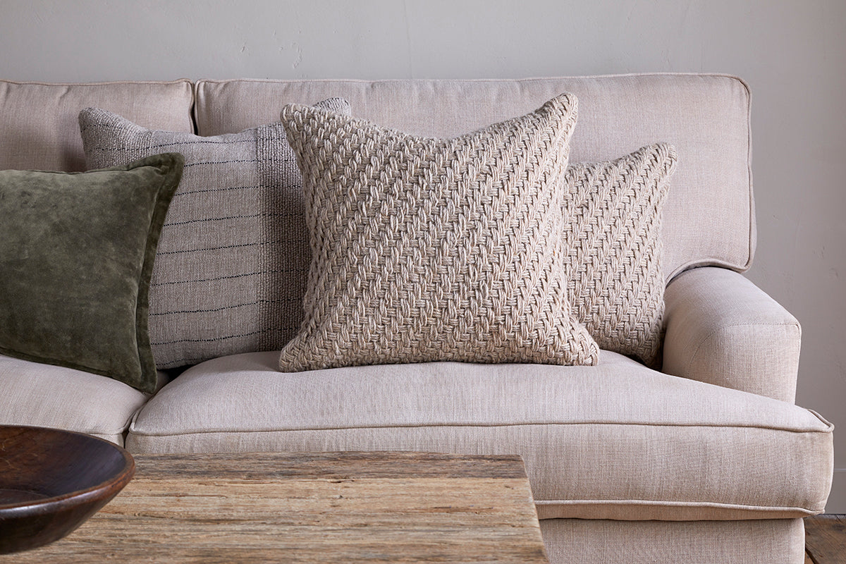 Nkuku Atifa Cotton & Wool Cushion Cover Natural