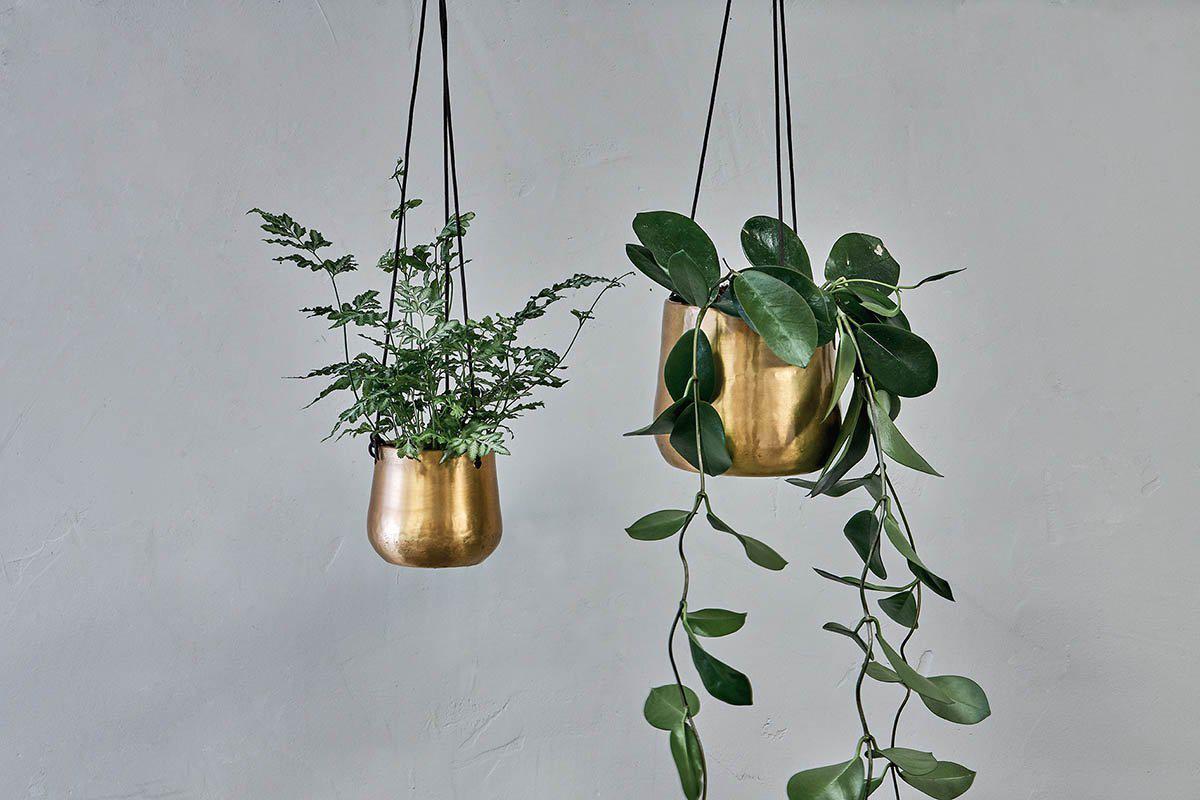 Nkuku Atsu Brass Hanging Planter