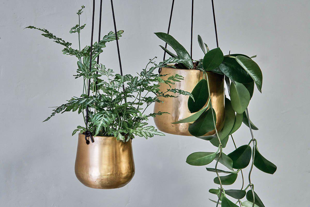 Nkuku Atsu Brass Hanging Planter