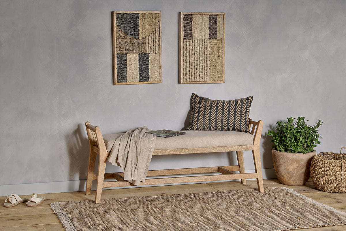 Nkuku Avanthi Upholstered Sleigh Bench Natural