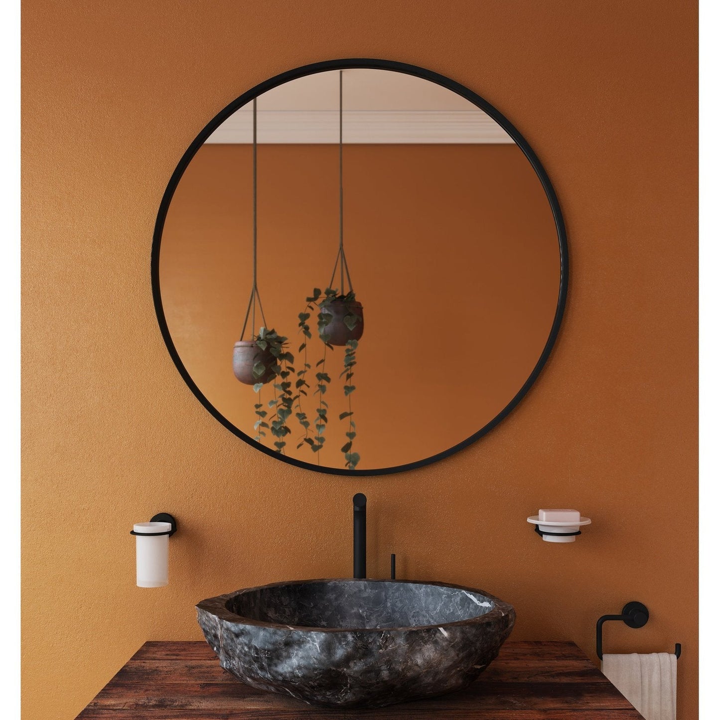 Origins Living Docklands Round Mirror 80cm Matt Black