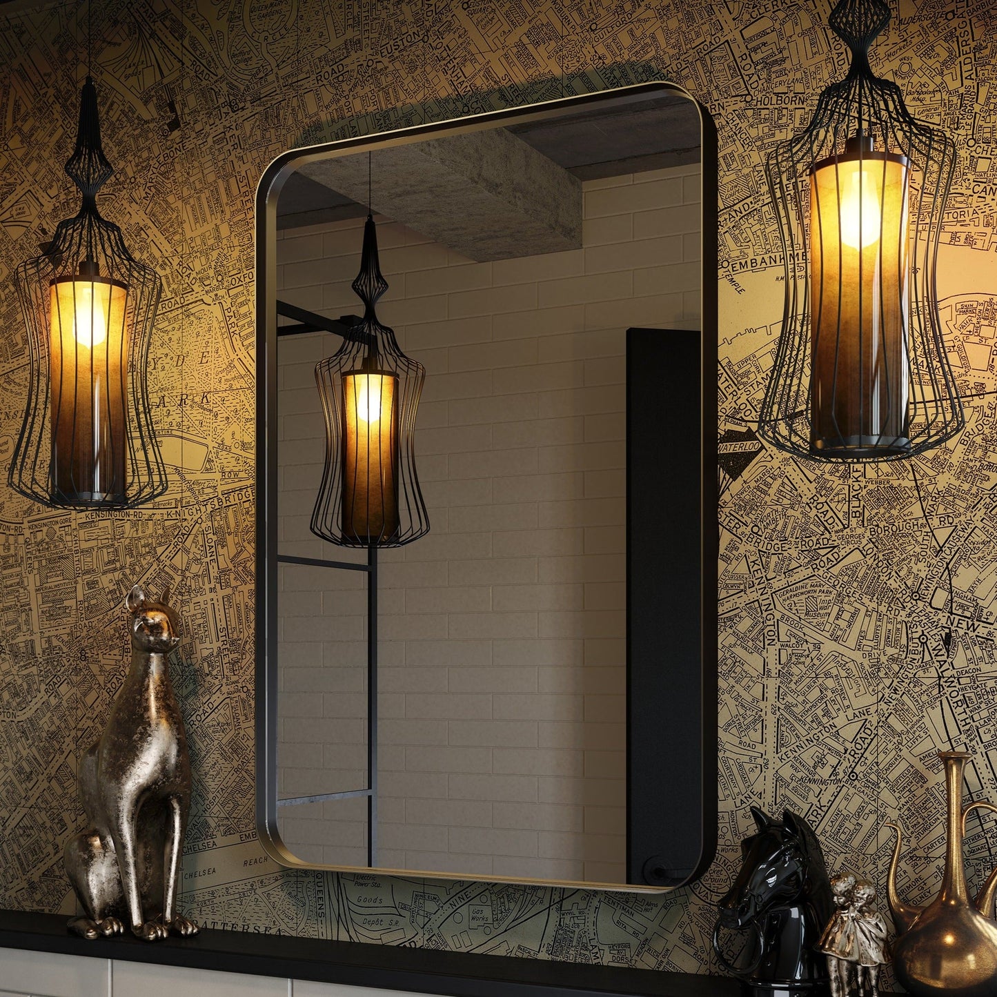 Origins Living City Rectangular Mirror 50x75cm Matt Black