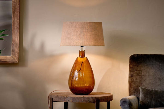 Nkuku Baba Recycled Glass Lamp Burnt Amber Large Tall