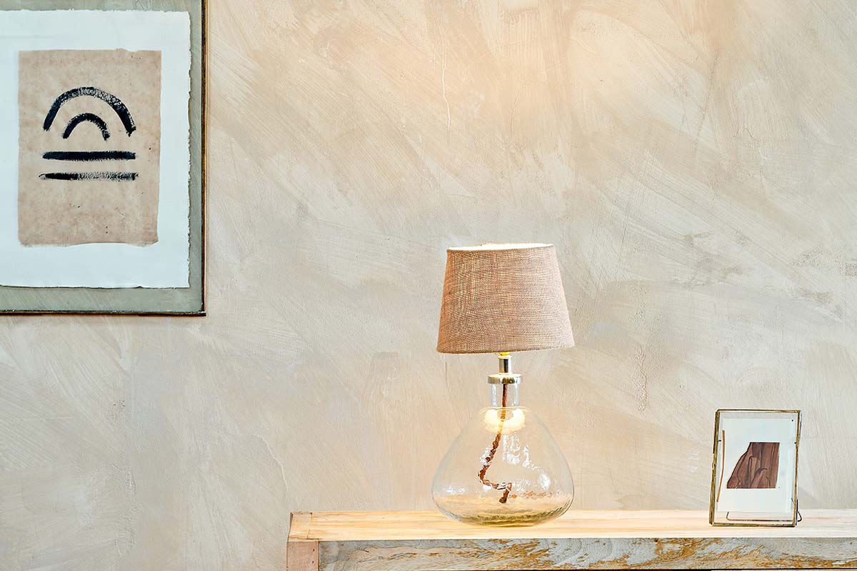 Nkuku Baba Recycled Glass Lamp Clear Small Wide