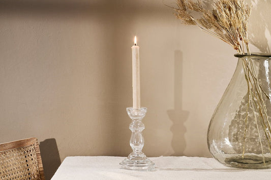Nkuku Buran Glass Candlestick Clear