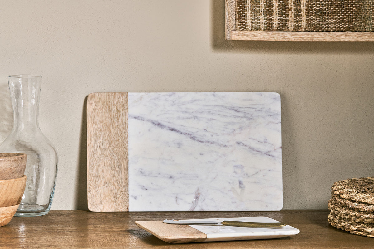 Nkuku Bwari Long Marble Serving Board White