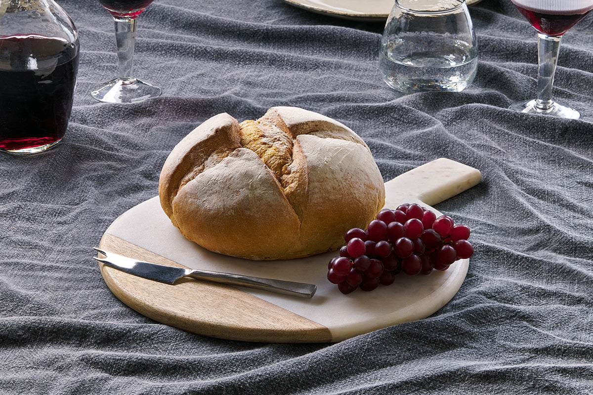 Nkuku Bwari Round Marble Serving Board White