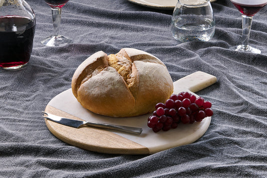 Nkuku Bwari Round Marble Serving Board White