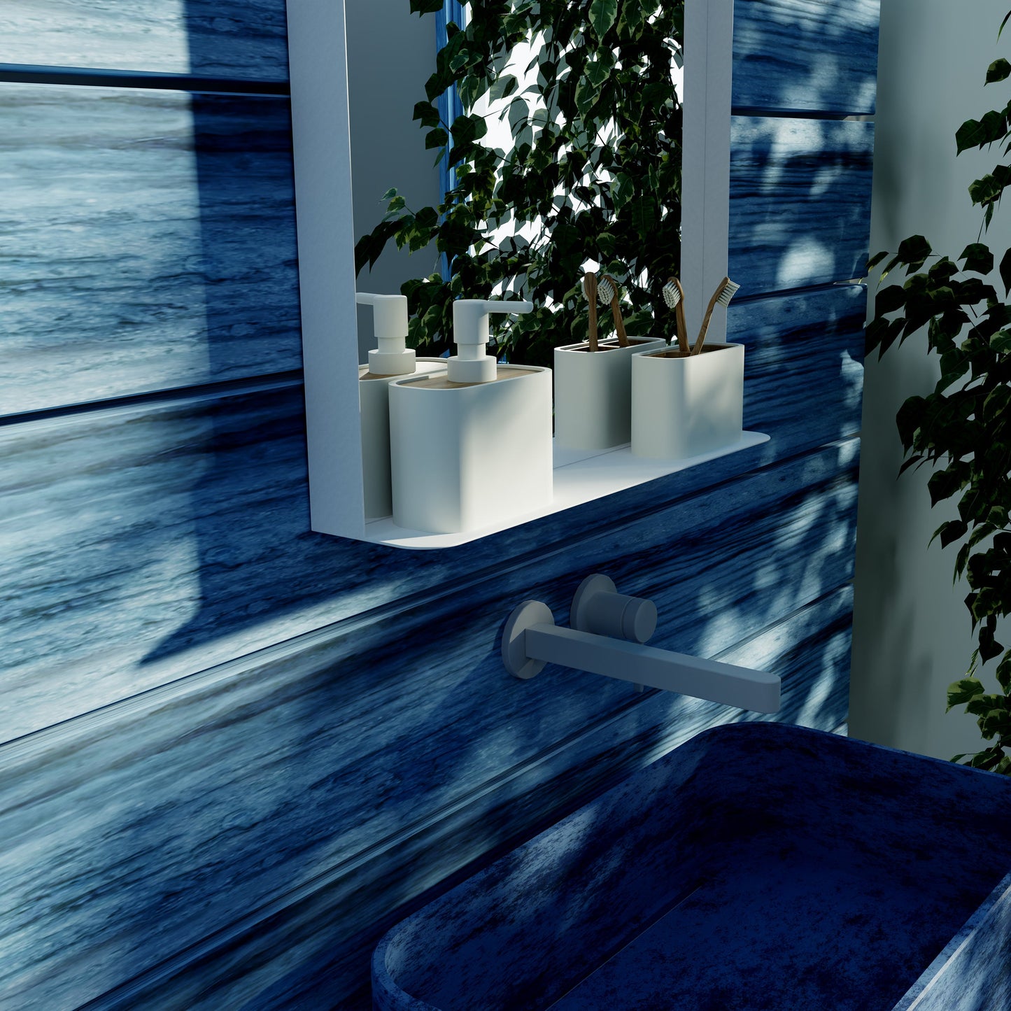 Origins Living City Mirror With Shelf 50 Matt White