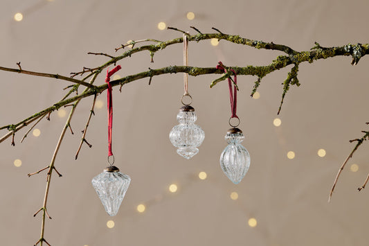 Nkuku Calida Baubles Clear Crackle (Set Of 3)