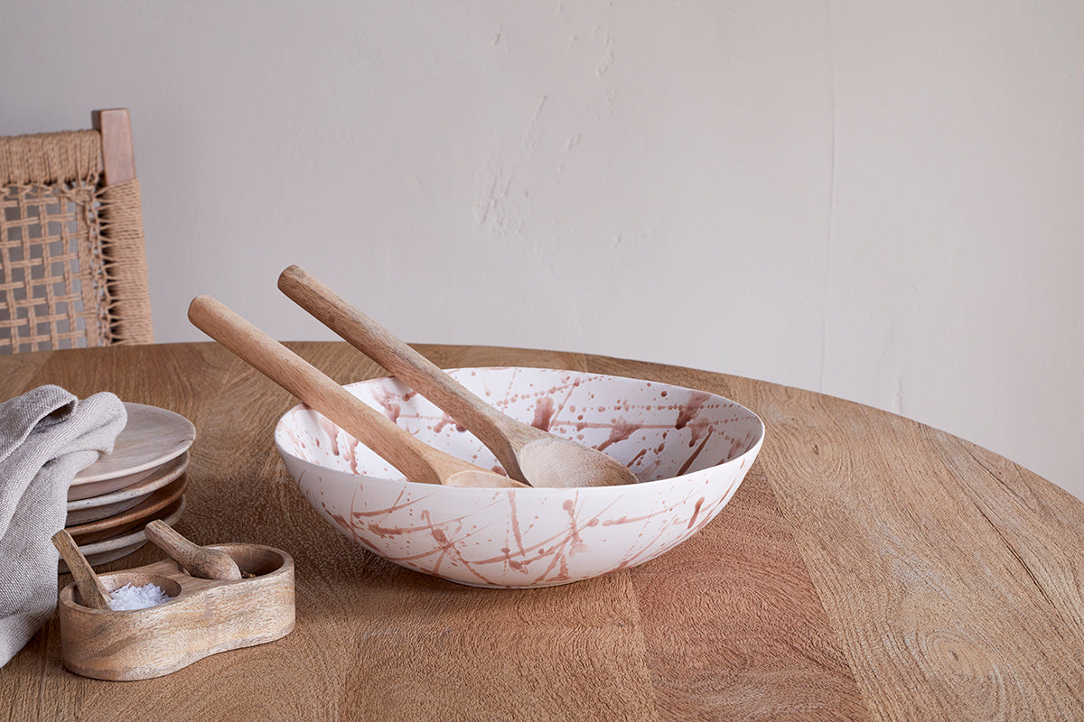 Nkuku Canela Splatter Serving Bowl Dusty Terracotta