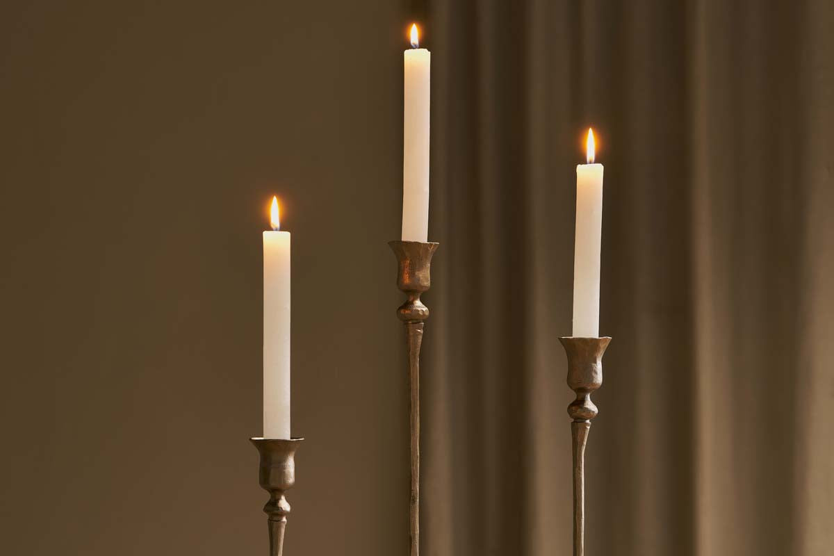 Nkuku Chaipat Candlestick Antique Brass