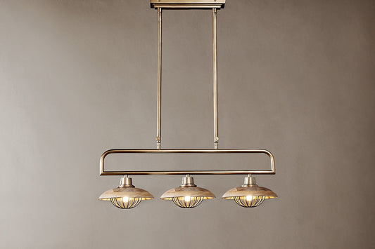 Nkuku Chakai Mango Wood Pendant Lamp Natural & Antique Brass