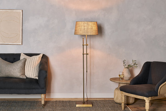 Nkuku Chintala Iron Floor Lamp Antique Brass