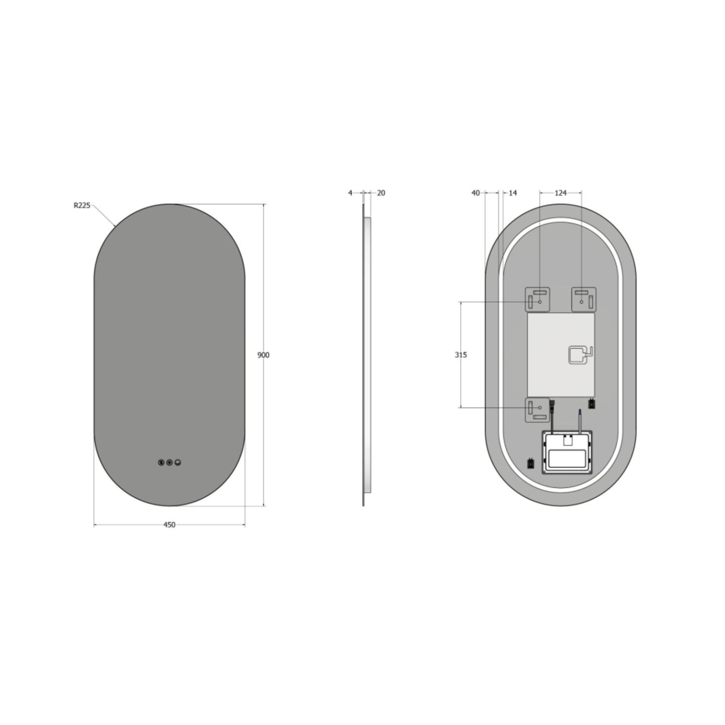 Origins Living Claris Capsule Illuminated Mirror 45x90cm