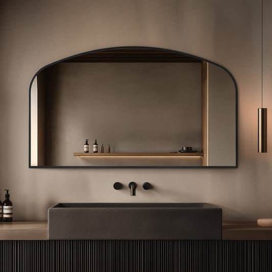 Origins Living Delphine Overmantle Arch Mirror 120 X 70cm Matt Black