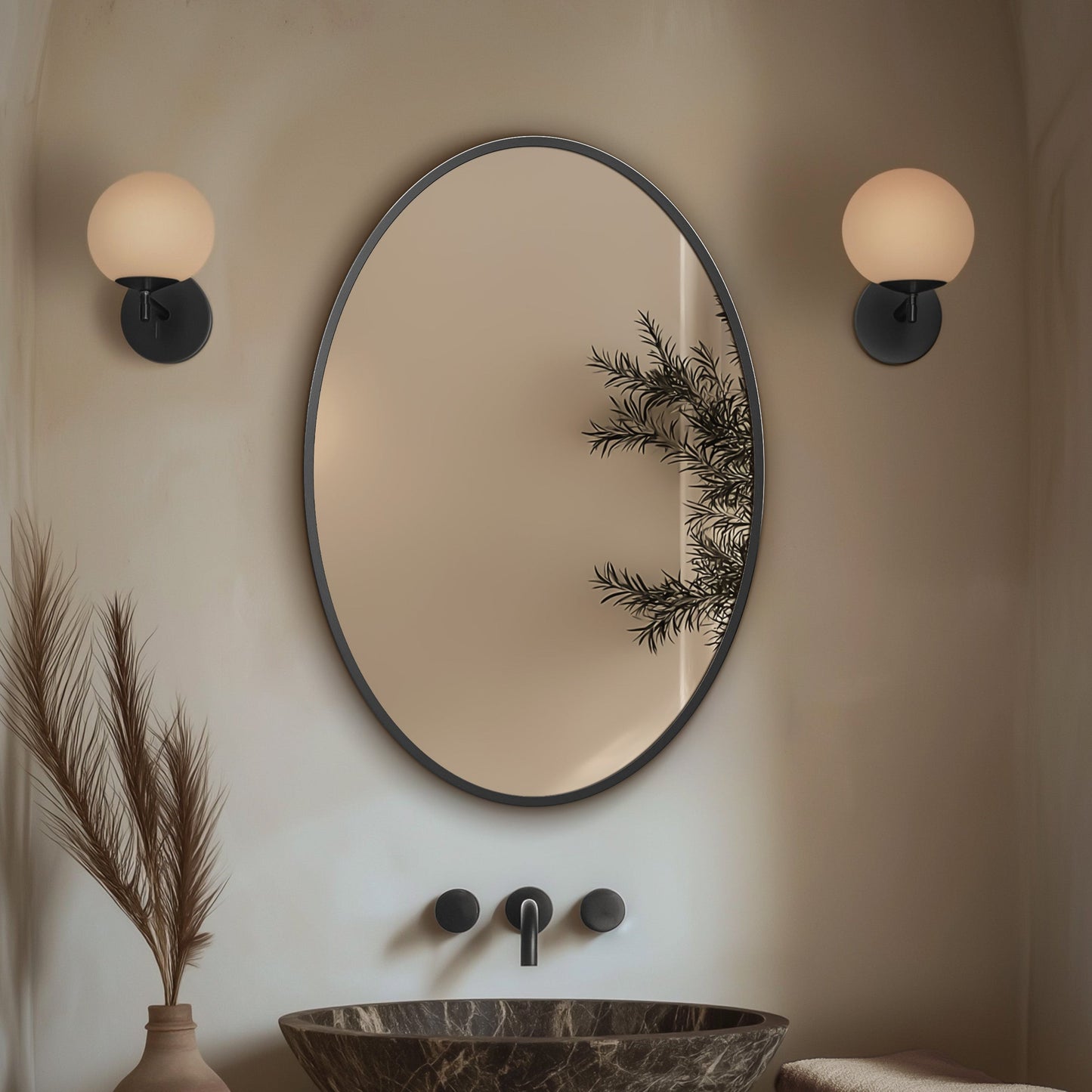 Origins Living Delphine Oval Mirror 55 X 80cm Gunmetal