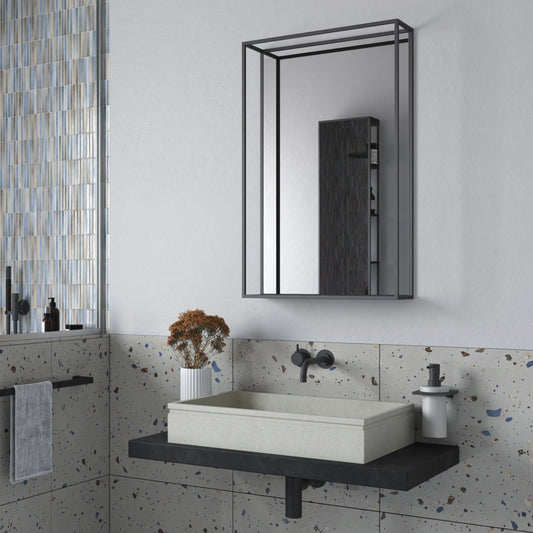 Origins Living Docklands Mirror With Shelf 50x80cm Matt Black