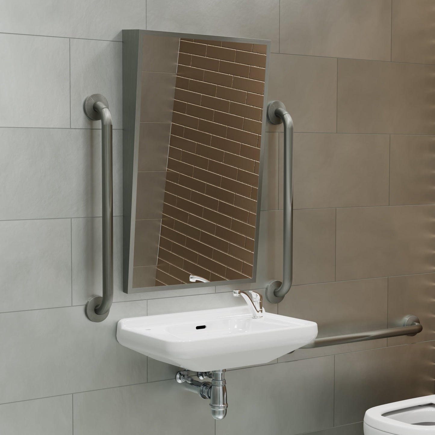 Origins Living Docklands Inclusive Angled Mirror 50x80cm Brushed Stainless Steel