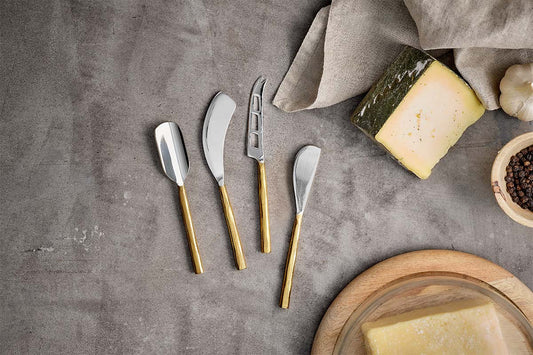 Nkuku Darsa Cheese Knife Set Brushed Gold (Set Of 4)