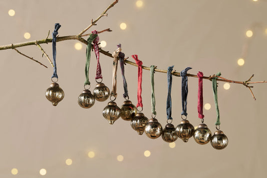 Nkuku Dew Drop Baubles Antique Gold (Set Of 12)