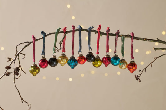 Nkuku Dew Drop Baubles Mixed Antique (Set Of 12)