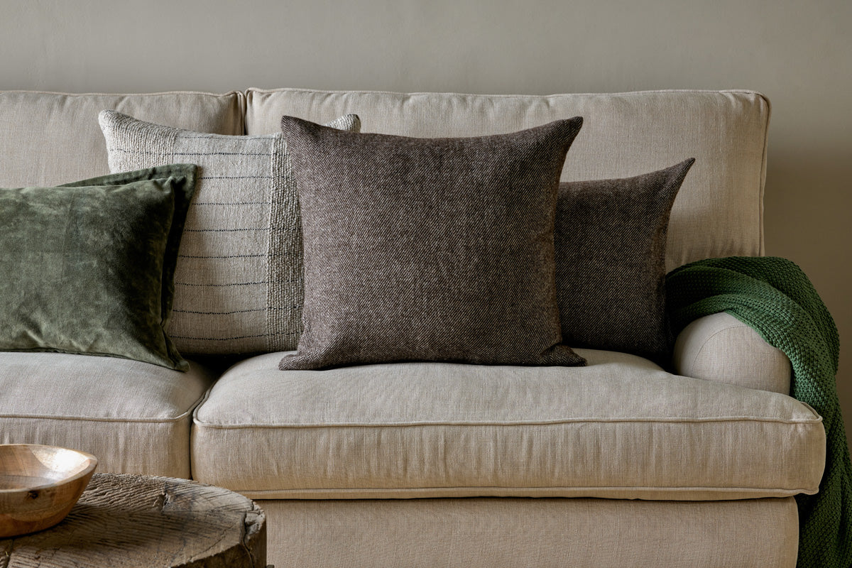 Nkuku Dilli Wool Cushion Cover Dark Brown