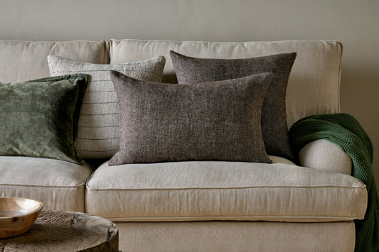 Nkuku Dilli Wool Cushion Cover Dark Brown