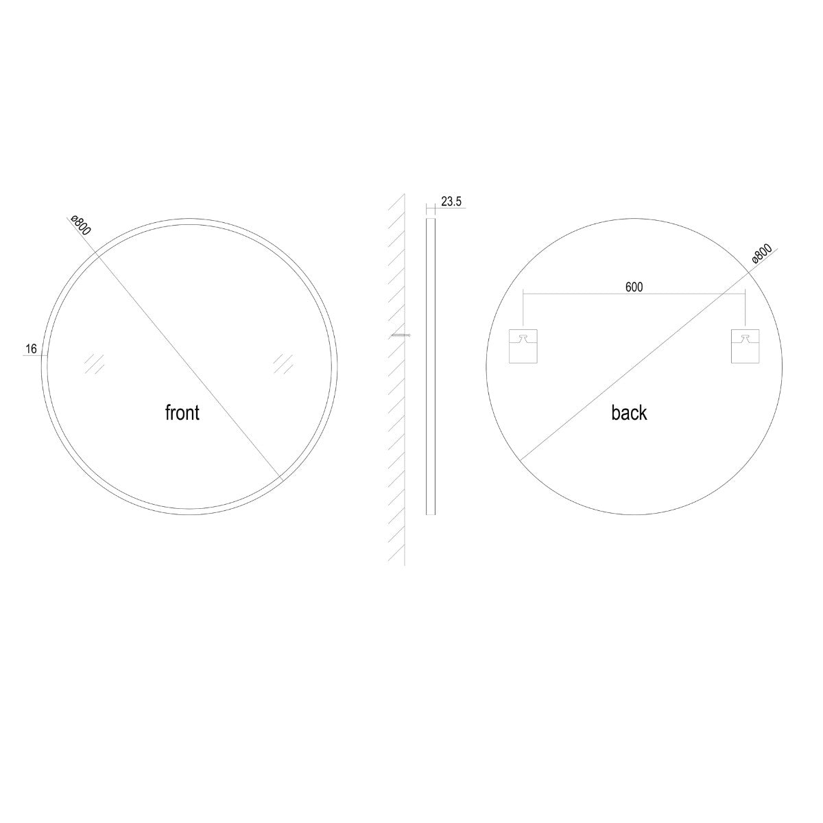 Origins Living Docklands Round Mirror 80cm Matt Black