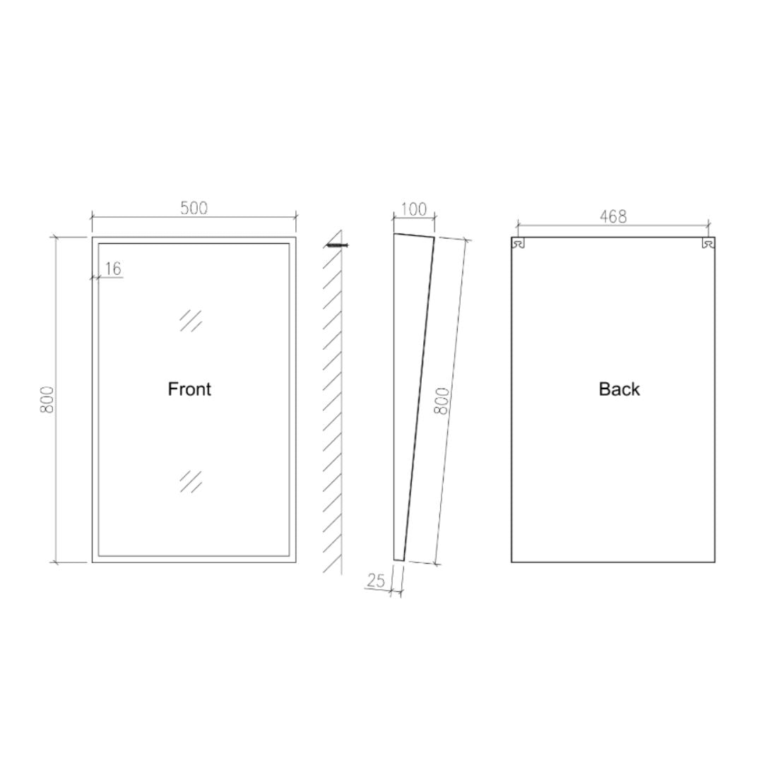 Origins Living Docklands Inclusive Angled Mirror 50x80cm Brushed Stainless Steel