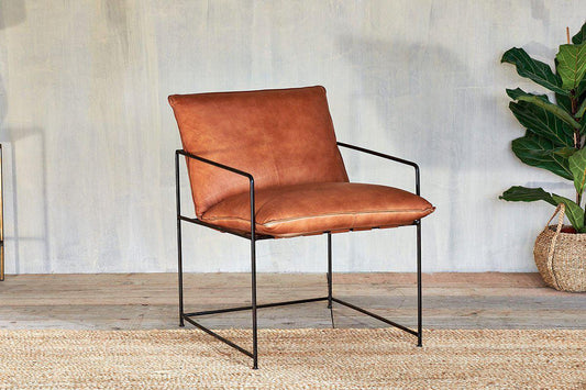 Nkuku Durium Leather Lounger Aged Tan